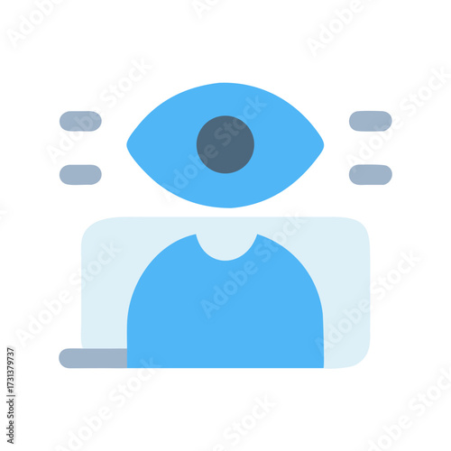 Person under surveillance flat illustration with monitor and eye