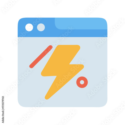 Simple website icon with lightning bolt for rapid delivery