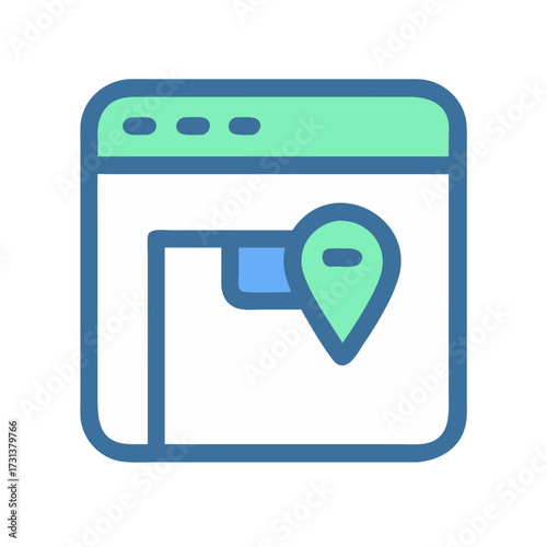 Website with location pin: map and navigation concept