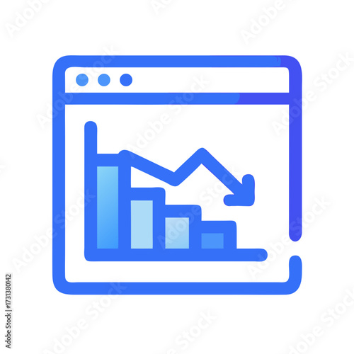 Decreasing trend line on website page, financial analysis
