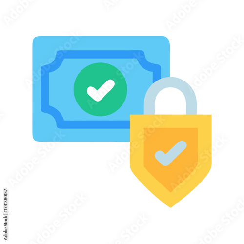 Secured finances money transfer safety payment with lock shield