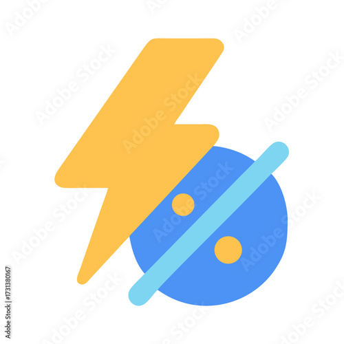Disabled flash icon with lightning bolt and barred circle
