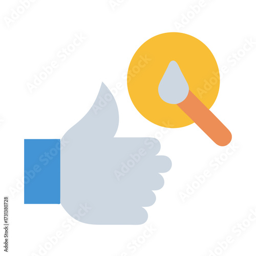 Modern flat illustration of a thumbs up feedback