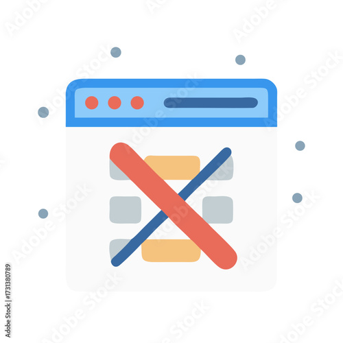 Website Error Page Displaying Blocked Content with Cross Symbol