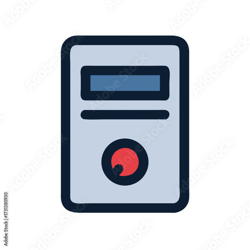 Minimalist server tower icon with red power button symbol