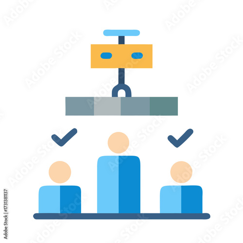 Hierarchical structure chart showing approval with check marks above people