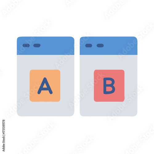 A/B testing on two web pages concept illustration