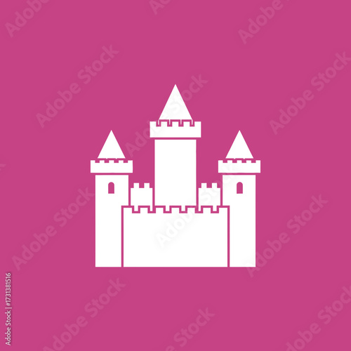 White castle icon on a pink background.
