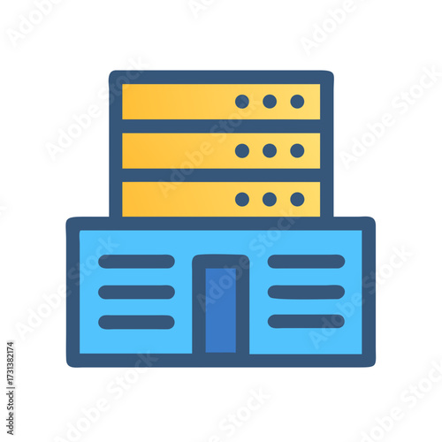 Minimalist server icon symbolizing data storage and network solutions