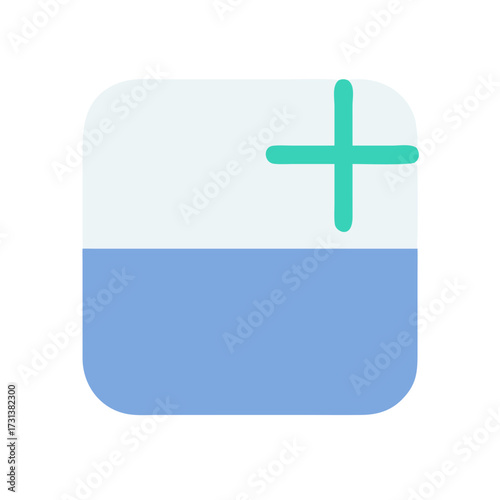 Minimalist plus sign icon on rounded square button