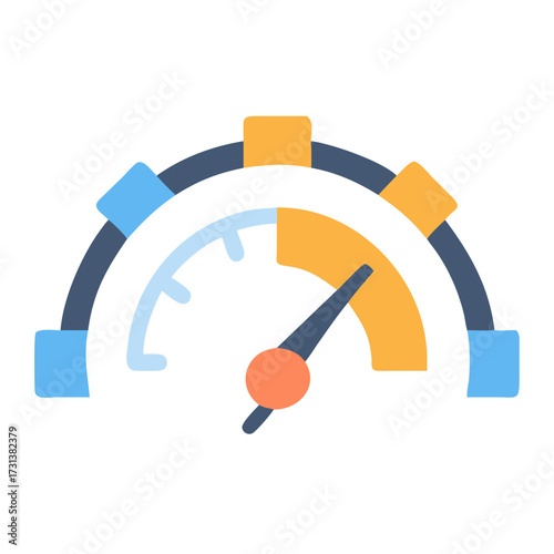 Vector speedometer icon indicating performance, speed, or efficiency level