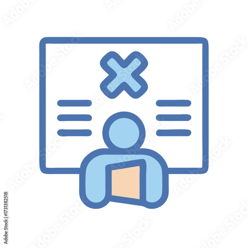 Blue classroom rejection concept icon on black background
