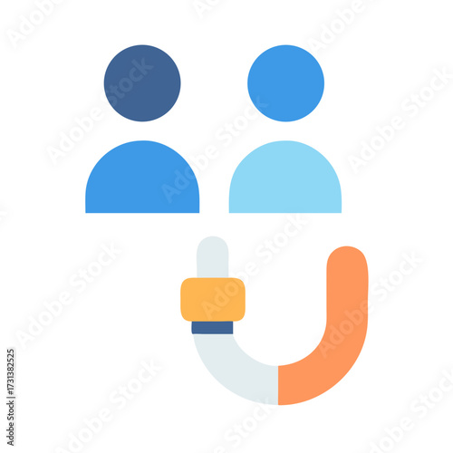 Attracting customers marketing concept with people and a magnet