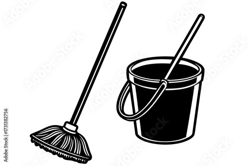 bucket with mop 