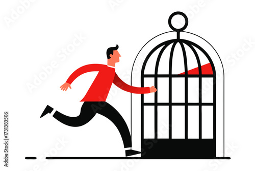 businessman running through the gate
