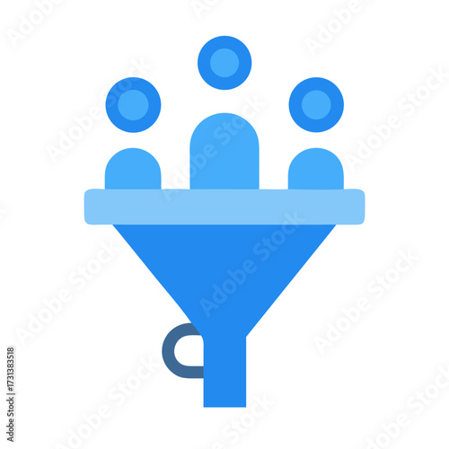 Blue funnel process filtering team data into key metrics
