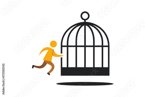 golden cage with a bird