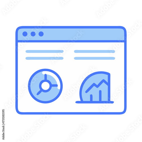 Light blue data dashboard with a pie chart and graph