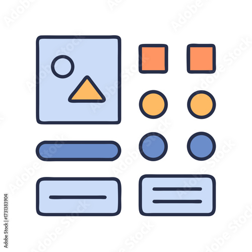 Illustration of graphic user interface elements on black background
