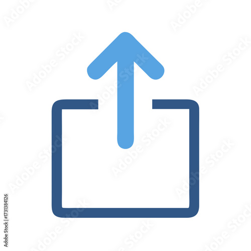Simple blue upload icon on a solid black background