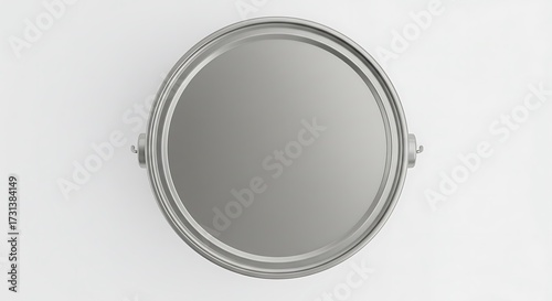 Top down View of a Plain Grey Metal Paint Can Lid on a White Background
