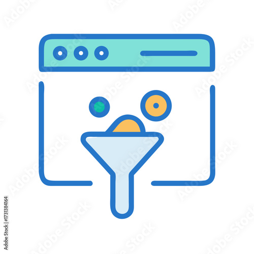 Data filtering and funnel process web page illustration