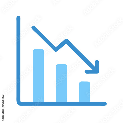 Declining Bar Graph Illustrating Negative Trend in Business or Finance