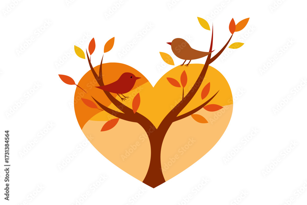 Naklejka premium heart with autumn leaves