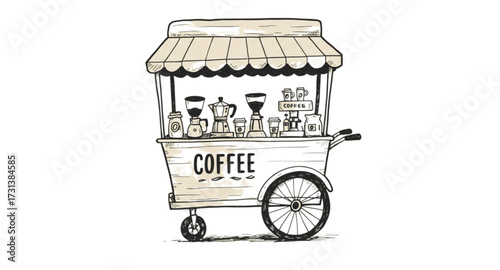 Illustration of a street coffee cart