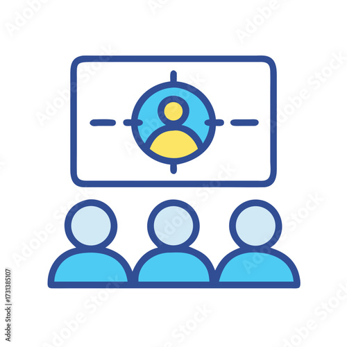 Targeting audience concept with people in a presentation screen