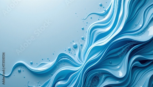 An artistic digital rendering of a fluid, wave like texture in deep blue tones