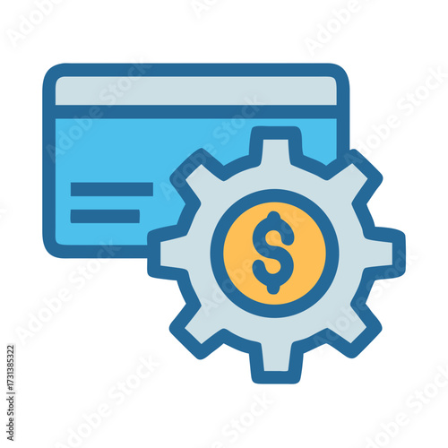 Credit card settings with gear and dollar sign icon