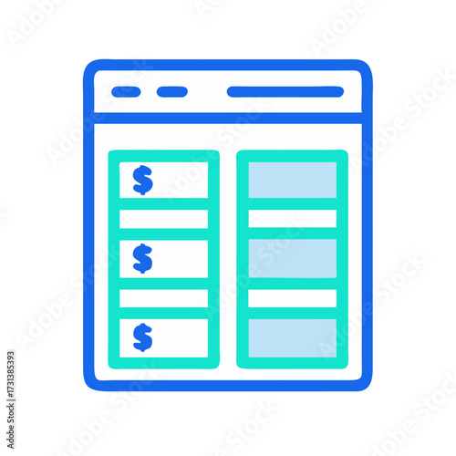 Digital financial dashboard displaying accounting data and monetary values