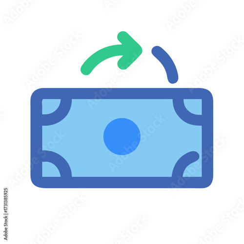 Money transfer icon showing cash flowing back and forth