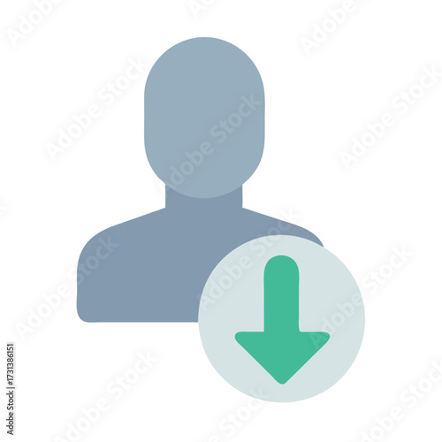 User download icon with arrow pointing downwards silhouette shape