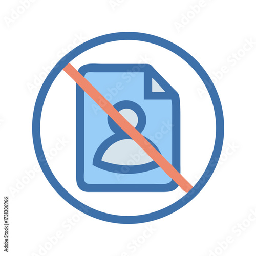 Prohibited document icon with restricted user profile concept