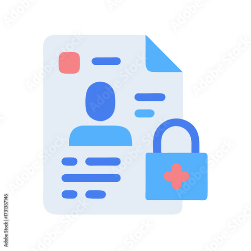 Medical record secured with padlock for privacy and security