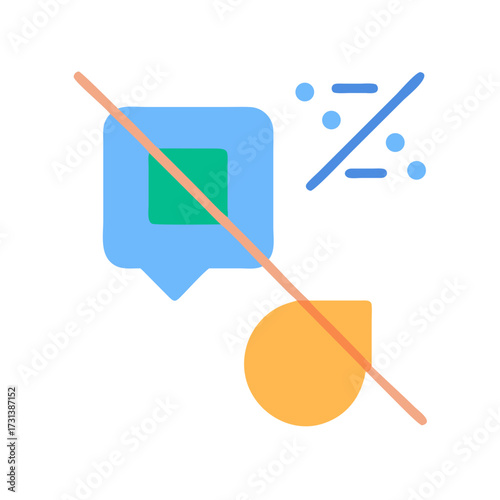 Communication and efficiency cancelled symbol flat design on black
