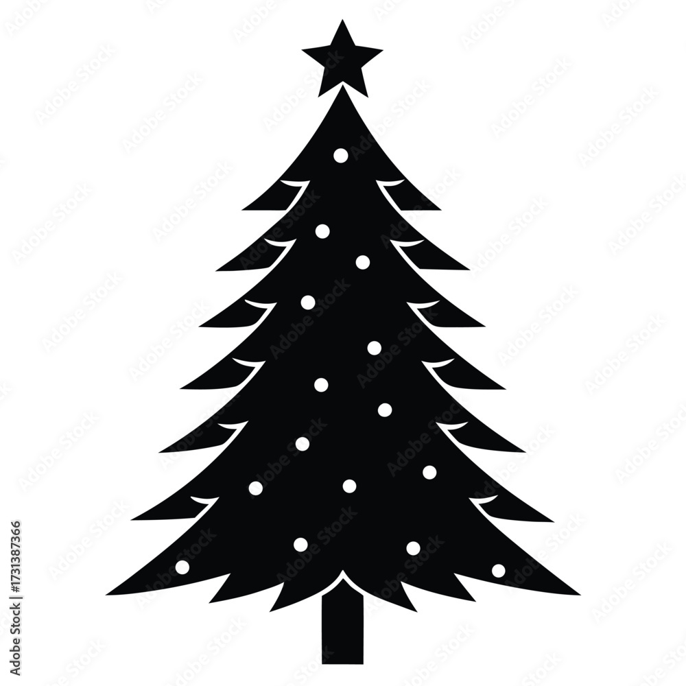 Obraz premium christmas tree silhouette vector icon
