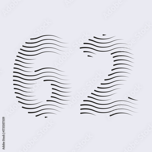 62 Number Lines Logo Icon vector and Illustration