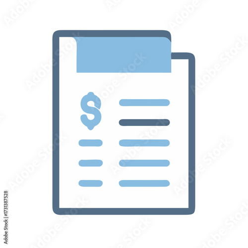 Blue toned financial document icon for business concept