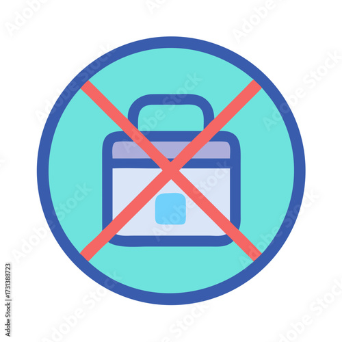 Prohibited briefcase sign, no work, no travel allowed