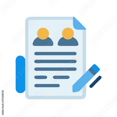 Abstract document with user icons and editing pencil nearby