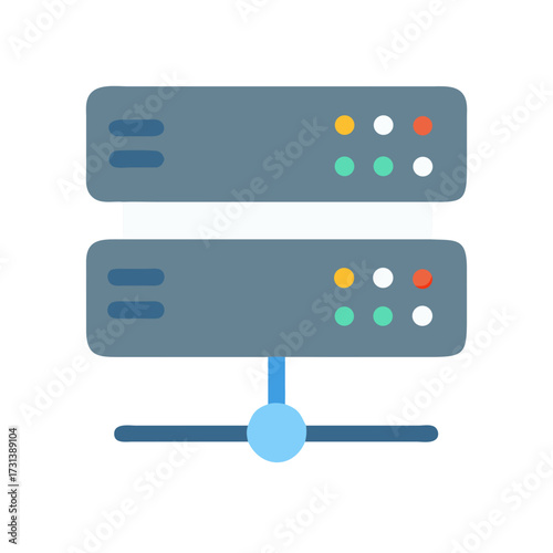 Flat design data server icon on black background