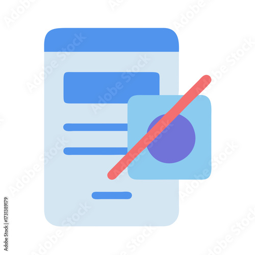 Mobile notification blocked flat icon on black background