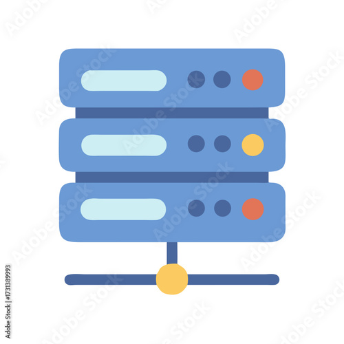 Simple flat illustration of server rack on black background