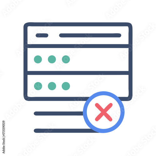 Server error concept icon depicting data storage problem