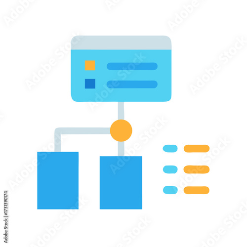 Flat diagram illustration representing data flow and relationships