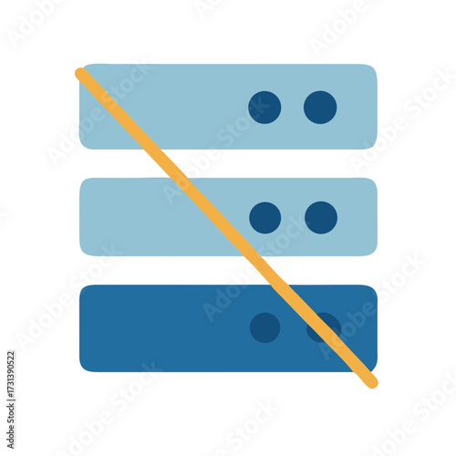 Data server stack with an orange line strike through