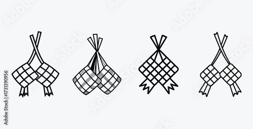 Ketupat Traditional Rice Dumpling Icon for Eid al Fitr Celebration